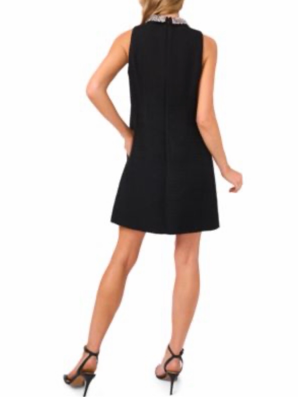 CeCe Black Mini Dress with Embellished Collar - Picture 2 of 7